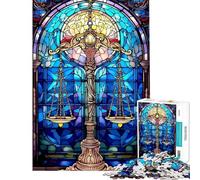 Puzzle da 1000 pezzi per adulti con bilancia della giustizia in vetro colorato gioco interattivo per ragazzi ideale per migliorare la memoria regalo per amici e familiari (dimensioni 38x26cm)