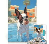 Puzzle da 1000 pezzi per adulti con Boston Terrier di Hollywood gioco per famiglie decorazione per la casa adatto per la scrivania 38x52cm