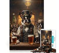 Puzzle da 1000 pezzi per adulti con Boston Terrier e cani da birra,taglio preciso,decorazione,gioco divertente,tempo libero,regalo di compleanno,hobby (38x52cm)