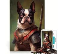 Puzzle da 1000 pezzi per adulti con Boston Terrier e vichingo,disegno a incastro preciso,gioco di logica e pensiero creativo,ideale per il tempo libero,con scena natalizia 50x75cm