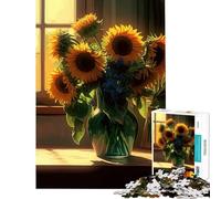 Puzzle da 1000 pezzi per adulti con bouquet di girasoli e casetta sfida educativa di analisi e logica giocattolo educativo per ragazzi dai 14 anni in su 38x26cm