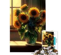 Puzzle da 1000 pezzi per adulti con bouquet di girasoli e casetta sfida educativa di analisi e logica giocattolo educativo per ragazzi dai 14 anni in su 50x75cm