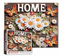 Puzzle da 1000 pezzi per adulti con bouquet di margherite fresche, foglie e piante, puzzle per adulti, gioco in famiglia, serate, relax, attività di intrattenimento, impossibile, difficile