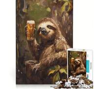 Puzzle da 1000 pezzi per adulti con bradipo che beve birra, gioco rompicapo, difficile, per migliorare l'amore tra le coppie 38x52cm