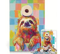 Puzzle da 1000 pezzi per adulti con bradipo colorato e carta igienica, giocattolo fai da te, ideale per passare il tempo durante le vacanze, compleanni e altre occasioni 38x52cm