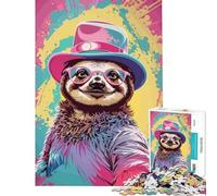 Puzzle da 1000 pezzi per adulti con bradipo stravagante dai colori pastello Difficile e stimolante migliora la memoria e riduce lo stress Giocattolo antistress per ragazzi dai 14 anni in su (38x52cm)