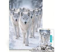 Puzzle da 1000 pezzi per adulti con branco di lupi artici, antistress, difficile, ideale come regalo di Natale 38x26cm