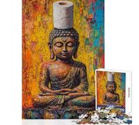 Puzzle da 1000 pezzi per adulti con Buddha in equilibrio divino e carta igienica gioco per famiglie decorazione da parete ideale come regalo (dimensioni 38x52cm)