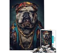 Puzzle da 1000 pezzi per adulti con bulldog e personaggio El Jefe ideale per rilassarsi alleviare lo stress e divertirsi a casa (dimensioni: 38x26cm)