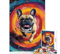 Puzzle da 1000 pezzi per adulti con bulldog francese arcobaleno gioco educativo per tutta la famiglia giocattolo decorativo da parete per rafforzare l'amore tra le coppie (38x52cm)