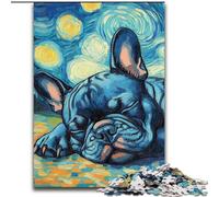 Puzzle da 1000 pezzi per adulti con bulldog francese e cielo notturno, gioco educativo e divertente per interni, ideale per la decorazione della casa (dimensioni 26x38cm)