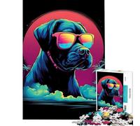 Puzzle da 1000 pezzi per adulti con bulldog francese e Miami Vice gioco educativo giocattolo didattico regalo per compleanni decorazione perfetta (dimensioni 38x52cm)