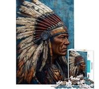 Puzzle da 1000 pezzi per adulti con busto di capo nativo americano gioco rompicapo per adulti che migliora la memoria ideale come regalo (dimensioni 38x52cm)