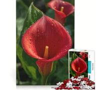 Puzzle da 1000 pezzi per adulti con calla rossa e gocce d'acqua giocattolo fai-da-te migliora la memoria compleanno e Natale 50x75cm
