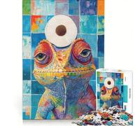 Puzzle da 1000 pezzi per adulti con camaleonte e carta igienica, gioco rilassante, stimolante da completare, ideale come elemento della lista dei desideri con Babbo Natale 50x75cm