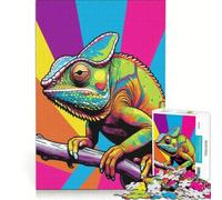Puzzle da 1000 pezzi per adulti con camaleonte psichedelico gioco rilassante decorazione per la casa ideale come regalo per tutta la famiglia 38x52cm