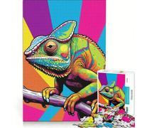 Puzzle da 1000 pezzi per adulti con camaleonte psichedelico gioco rilassante decorazione per la casa ideale come regalo per tutta la famiglia 38x26cm