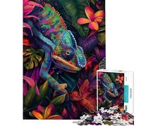 Puzzle da 1000 pezzi per adulti con camaleonti e pelle tropicale giocattolo decorativo da parete un'opera d'arte ideale come regalo per tutta la famiglia (dimensioni 38x52cm)