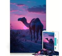 Puzzle da 1000 pezzi per adulti con cammello e tramonto,gioco di incastro,divertente e stimolante,regalo perfetto per il tempo libero e il relax,ideale per Natale (38x26cm)