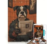 Puzzle da 1000 pezzi per adulti con cane antropomorfo che legge il giornale in bagno, antistress, difficile, da aggiungere alla lista dei desideri con Babbo Natale 50x75cm
