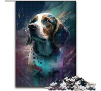 Puzzle da 1000 pezzi per adulti con cane Beagle dipinto, puzzle in legno per adulti, interazione familiare e regalo divertente, design astratto vibrante (dimensioni 50x75cm)