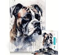 Puzzle da 1000 pezzi per adulti con cane boxer,elegante e raffinato,ideale per stimolare la logica e il tempo libero,con soggetto natalizio 50x75cm