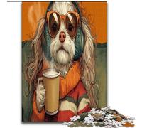 Puzzle da 1000 pezzi per adulti con cane che beve caffè, antistress, sfida difficile, regali di Babbo Natale segreto per bambini dai 14 anni in su dimensioni 26x38cm