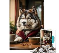 Puzzle da 1000 pezzi per adulti con cane che si gode il caffè del mattino gioco intellettuale per tutta la famiglia con schema di assemblaggio ideale come regalo o giocattolo (dimensioni 50x75cm)