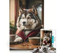 Puzzle da 1000 pezzi per adulti con cane che si gode il caffè del mattino Gioco interattivo e divertente da fare in casa Bellissimo design 50x75cm