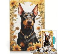 Puzzle da 1000 pezzi per adulti con cane Doberman e fiori ideale per giochi in famiglia vacanze a casa per passare il tempo compleanno e Natale 38x26cm