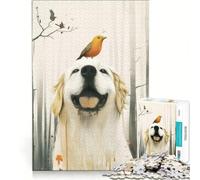 Puzzle da 1000 pezzi per adulti con cane felice e uccellino, gioco interattivo, attività divertenti da fare a casa, ideale come regalo per tutta la famiglia 38x26cm