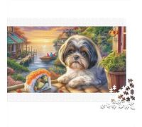 Puzzle da 1000 pezzi per adulti con cane Shih Tzu colorato e arcobaleno, The Impossible Challenge, sviluppo del cervello, 70x50 cm/1000 pezzi