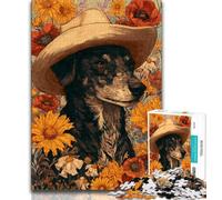 Puzzle da 1000 pezzi per adulti con cani da cowgirl tra i fiori di campo per adolescenti 1000 pezzi giocattoli giochi educativi antistress fantastici regali e giocattoli (26x38cm)