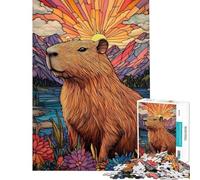 Puzzle da 1000 pezzi per adulti con capibara al tramonto ideale come regalo o per divertirsi in famiglia (dimensioni 38x26cm)