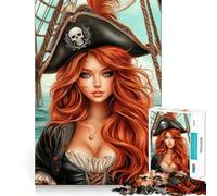 Puzzle da 1000 pezzi per adulti con capitano pirata dai capelli rossi,gioco di memoria,incastro perfetto,compatto e divertente per tutta la famiglia (38x26cm)