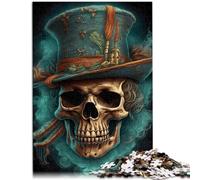 Puzzle da 1000 pezzi per adulti con cappello a forma di teschio mister, divertente puzzle per tutta la famiglia, antistress difficile e giovani dai 14 anni in su, 50 x 75 cm