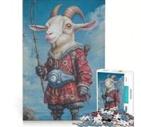 Puzzle da 1000 pezzi per adulti con capra eccentrica e pescatore di acque profonde, gioco pratico, attività per famiglie, ideale come regalo per tutta la famiglia 50x75cm