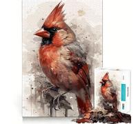 Puzzle da 1000 pezzi per adulti con cardinale dipinto ad acquerello,incastro preciso,gioco di logica,divertimento assicurato,regalo di compleanno (50x75cm)