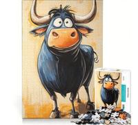 Puzzle da 1000 pezzi per adulti con caricatura di un toro, gioco pratico, migliora la memoria, compleanni e altre occasioni 50x75cm