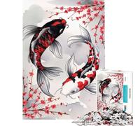 Puzzle da 1000 pezzi per adulti con carpe koi e fiori di ciliegio Difficile e stimolante ideale per il divertimento in famiglia Gioco divertente per ragazzi dai 14 anni in su (50x75cm)