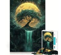 Puzzle da 1000 pezzi per adulti con cascata di bonsai,giada dorata e taglio preciso Gioco divertente che stimola la logica e il pensiero,ideale per il tempo libero Scena natalizia 38x52cm