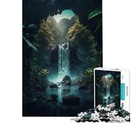 Puzzle da 1000 pezzi per adulti con cascata nella foresta gioco educativo a tema natura sfida per l'intelligenza giocattolo avvincente regalo divertente attività per tutta la famiglia (38x52cm)