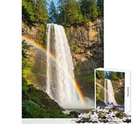 Puzzle da 1000 pezzi per adulti con cascata nella foresta tema natura ideale per il divertimento in famiglia decorazione per la casa con poster abbinato e foglio di curiosità (38x52cm)