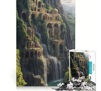 Puzzle da 1000 pezzi per adulti con cascata paesaggio urbano archi e architettura Gioco impossibile decorazione per la casa ideale come regalo per tutta la famiglia 38x52cm