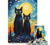 Puzzle da 1000 pezzi per adulti con Cat Van Gogh, gioco educativo, sfida impegnativa, per rafforzare l'amore tra le coppie 38x52cm
