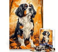 Puzzle da 1000 pezzi per adulti con Cavalier King Charles Spaniel tra le foglie autunnali,ideale per il benessere mentale,il tempo libero e il piacere Bordi netti Regalo di Natale unico (38x52cm)