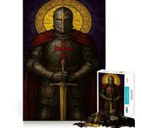 Puzzle da 1000 pezzi per adulti con cavaliere templare, spada e aureola, ideale per stimolare la memoria e creare un'atmosfera rilassante 38x26cm