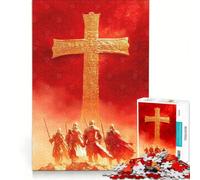 Puzzle da 1000 pezzi per adulti con Cavalieri della Croce Dorata, gioco rilassante, assemblaggio di modelli, lista dei desideri con Babbo Natale 38x52cm