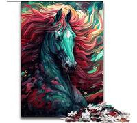 Puzzle da 1000 pezzi per adulti con cavalli psichedelici colorati in legno, perfetto come decorazione fai da te o regalo di compleanno 50x75cm per compleanni, feste e occasioni speciali