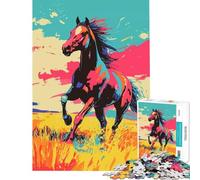 Puzzle da 1000 pezzi per adulti con cavallo al galoppo in stile pop art gioco intellettuale adatto a tutta la famiglia e alle coppie un'ottima idea regalo (dimensioni 50x75cm)